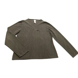 J Jill Womans Cotton Long Sleeve V Neck‎ Sweater Size L Black